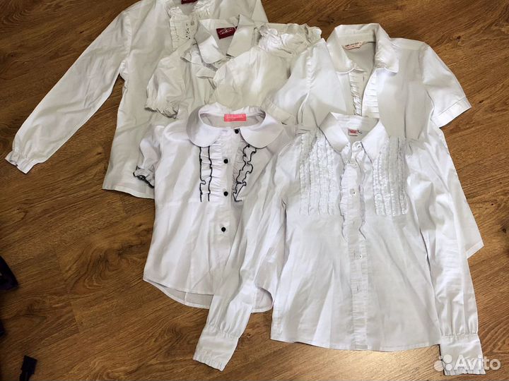 Блузки школьные, много 122-152