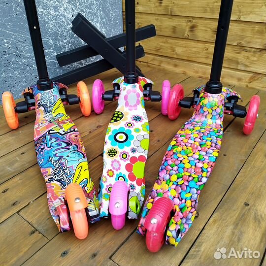 Самокат трюковой,трехколесный детский,городские