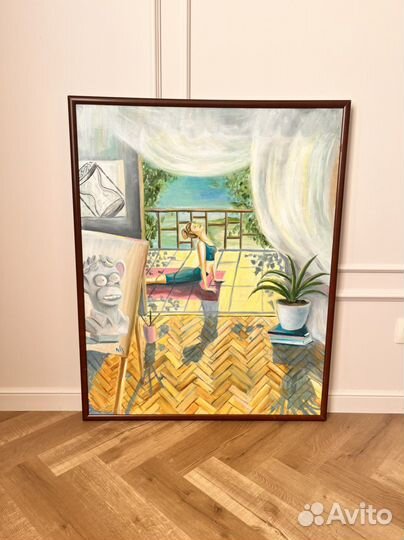 Картина маслом на холсте Художница Йога