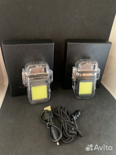 Электро- зажигалка дуга с фонариком ветрозащитная