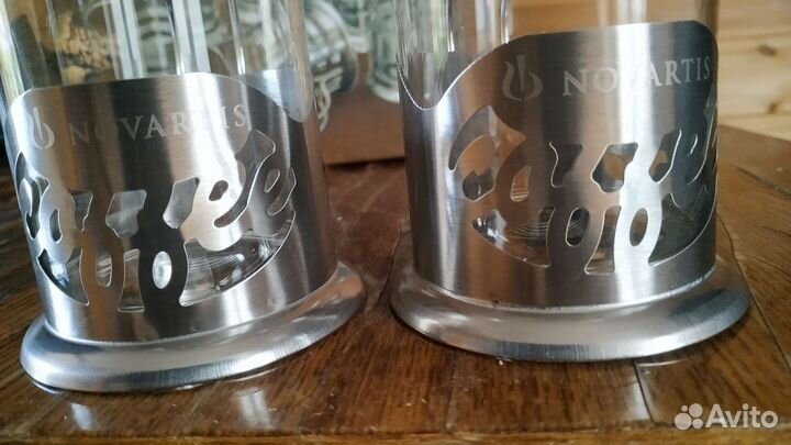 Набор из 6 стаканов с подстаканниками