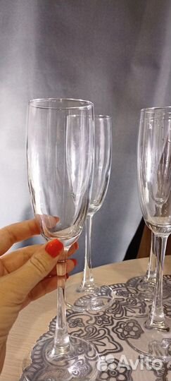 Фужеры для шампанского 4шт. стеклянные новые