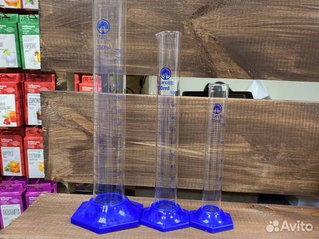 Мерный цилиндр стекло, 25,50, 100,250 мл