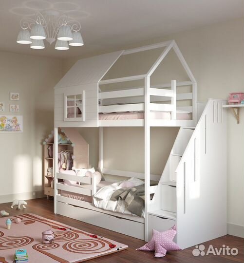 Кровать детская деревянная двухъярусная цена от