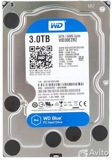 3 тб жесткий диск WD Blue (WD30ezrz)