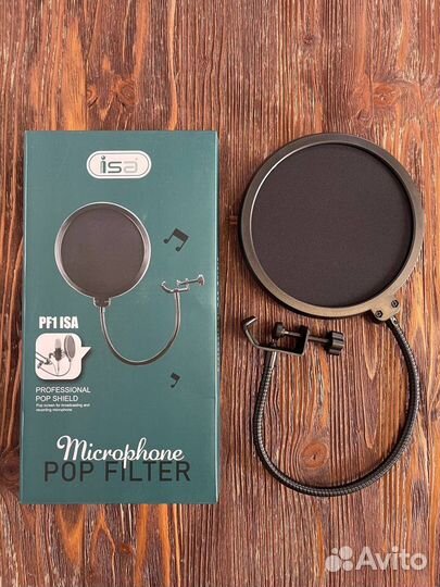 Поп фильтр для микрофона двухслойный, экран новые