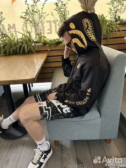 Зипка bape golden black Japan бэйп золотая Худи