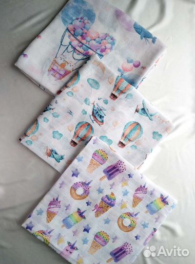 Пеленки муслин двухслойный новые 110 на 110