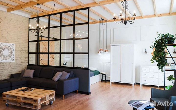 Стеклянная перегородка лофт