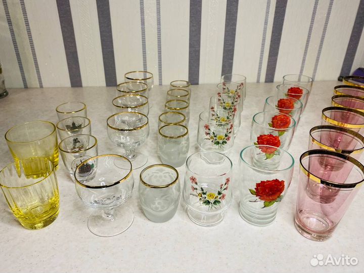 Бокалы Фужеры Цветное стекло СССР