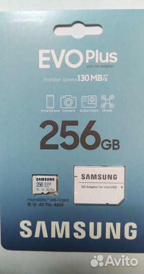 Карта памяти Samsung Evo Plus Micro SD 256 Gb