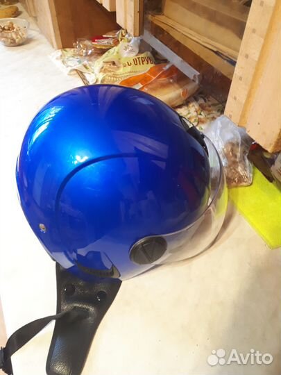 Мотошлем открытый, синий, размер XL