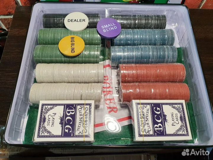 Покерный набор на 500 фишек с номиналом новый
