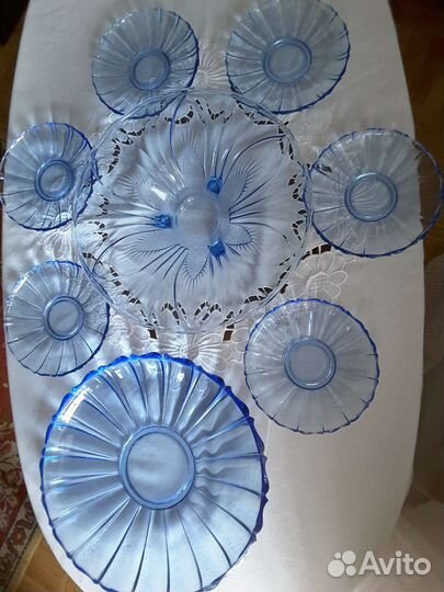 Посуда из голубого стекла СССР
