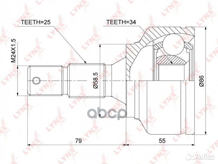 Шрус внешний перед прав/лев CO3824 lynxauto