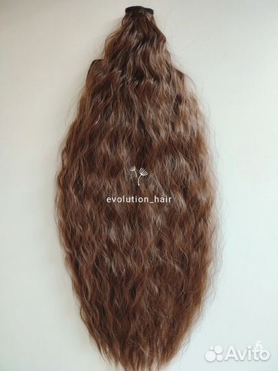 Накладной шиньон хвост термоволокно волна