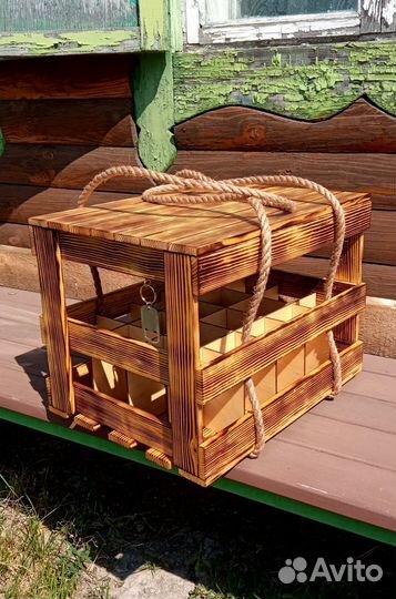 Подарочный крафтовый ящик для пикника с пивом