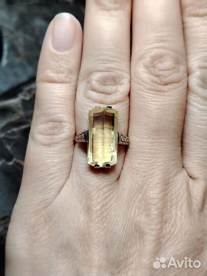 Кольцо СССР 875 пробы с цитрином