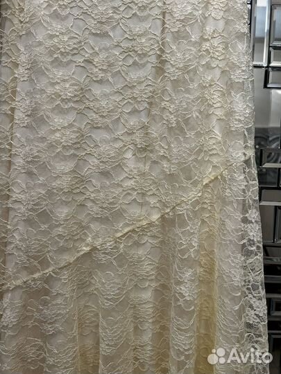 Юбка кружевная с подкладом, молочная.42р