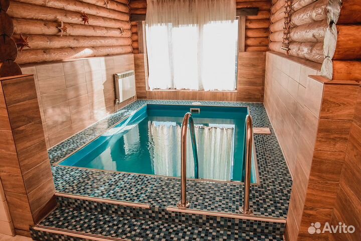 Баня на дровах, подогреваемый бассейн, беседка