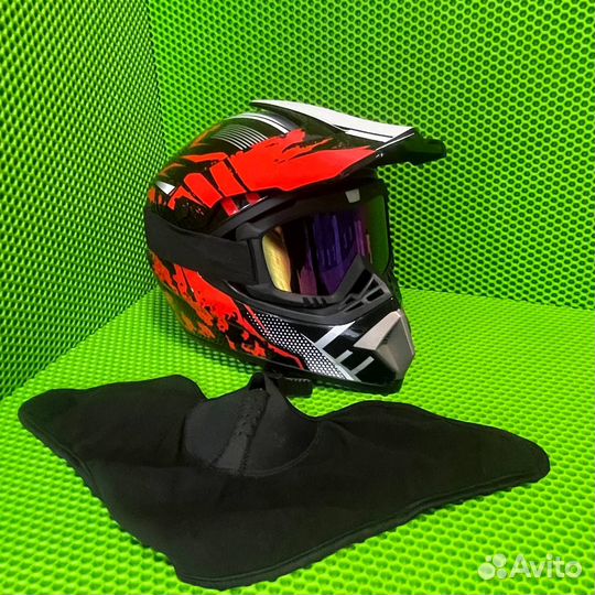 Шлем Эндуро Мотокросс очки и маска мотошлем