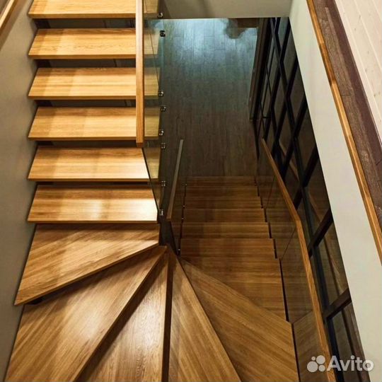 Деревянная межэтажная лестница под ключ, гарантия