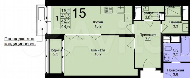 1-к. квартира, 42,4 м², 3/17 эт.