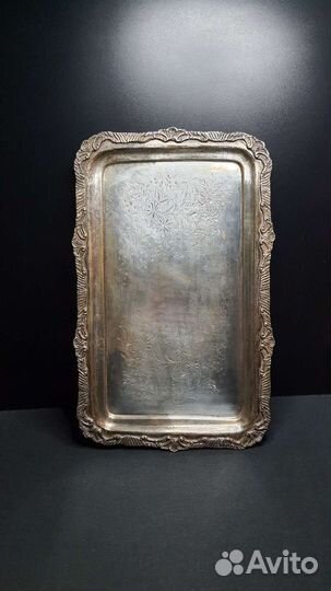 Поднос старинный серебрение Англия