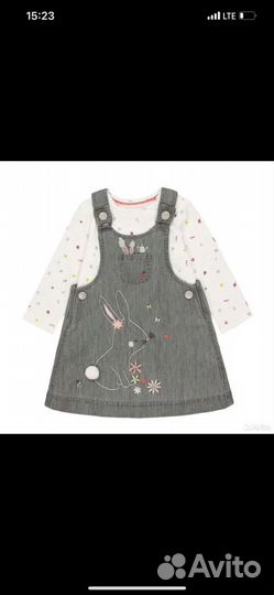 Джинсовый сарафан и лонг mothercare 104