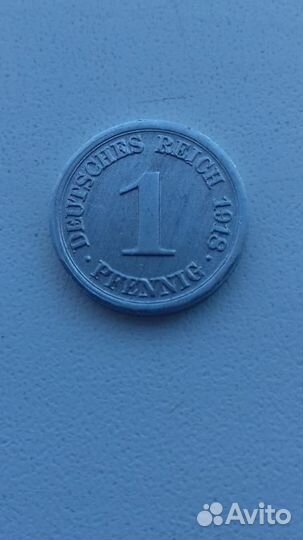 1 пфенниг 1918 D год,Германия,редкий год