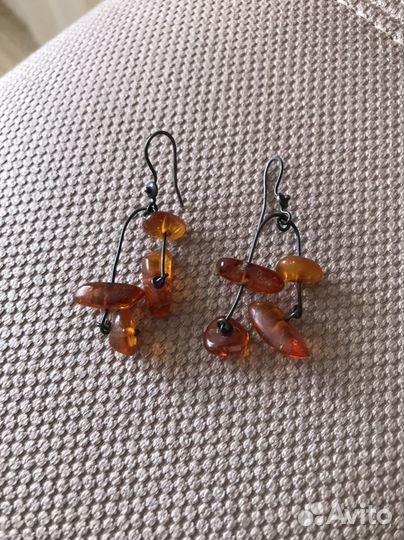 Янтарь кулон серьги