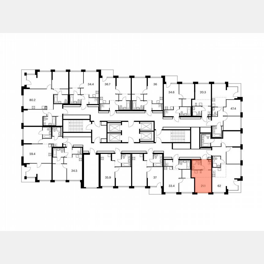 Квартира-студия, 21,1 м², 12/32 эт.