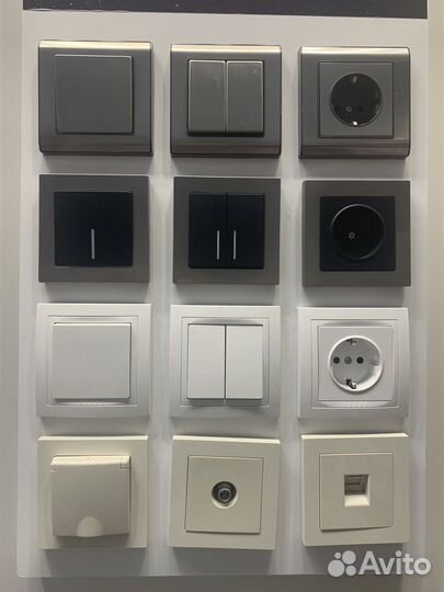 Розетки и выключатели серый никель черный