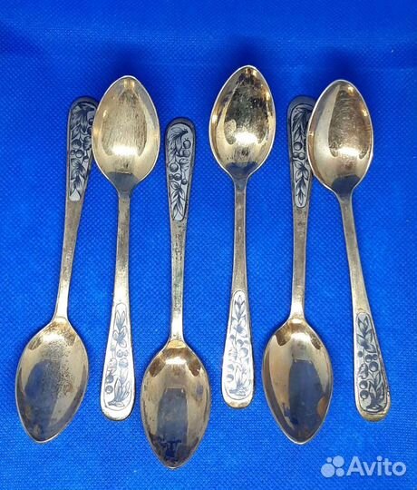 Ложки чайные. Серебро 875,чернь