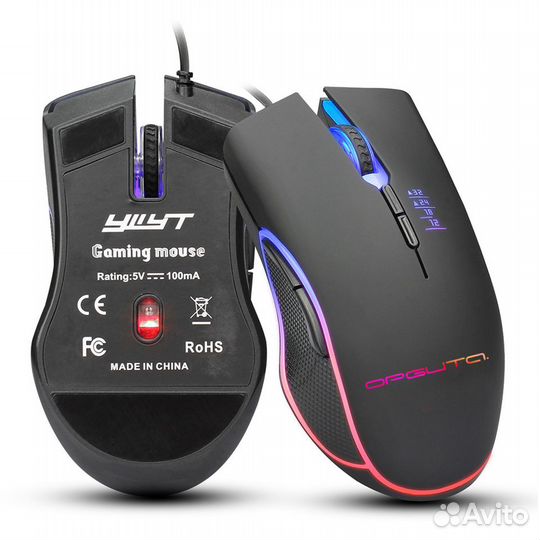 Игровая мышь проводная RGB USB, 3200 dpi, 7 кнопок