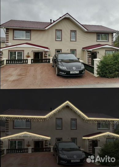 Украшение домов гирляндами/неоном