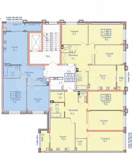 2-к. квартира, 70,4 м², 4/8 эт.