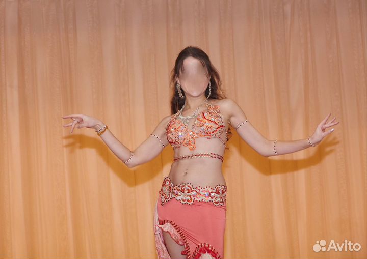 Костюм для восточных танцев кораловый