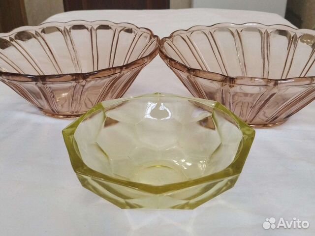 Ваза для фруктов цветное стекло СССР