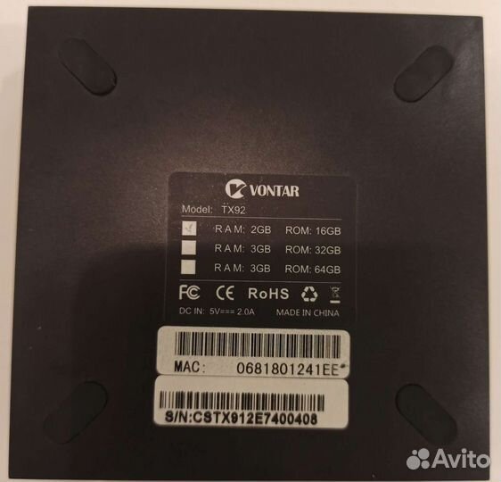 4k TV-пpиcтавкa Vontar TX92 2/16 8 ядер, Amlogic S