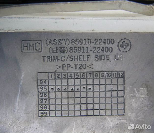 Пластик салона левый задний Accent I (X3), 3х двер