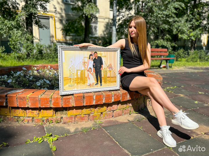 Портрет по фото на холсте