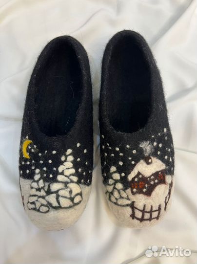 Тапочки из войлока ручной работы