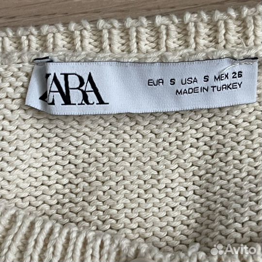 Zara молочный вязаный кардиган с цветами