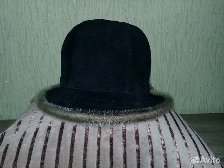 Шляпа кожа шапка под замш размер 56