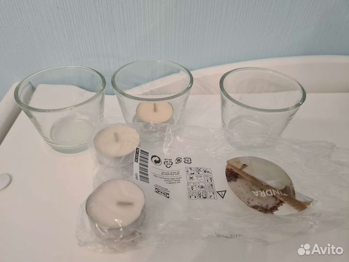 Подсвечник IKEA стекло и свечи икеа мороженное