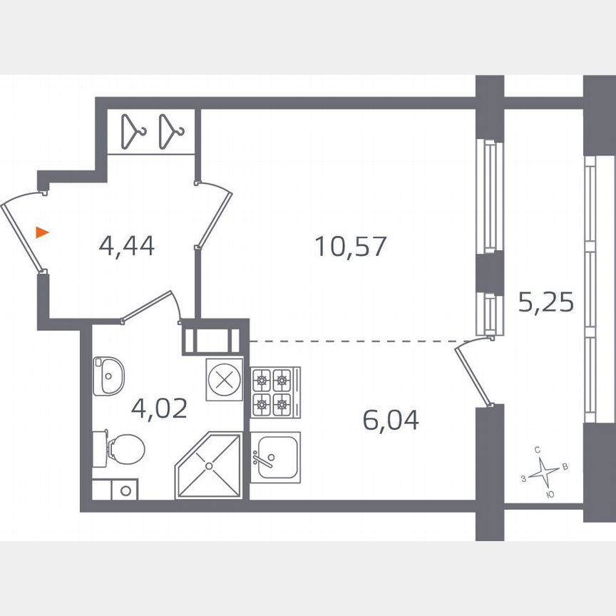 Квартира-студия, 27,7 м², 6/10 эт.
