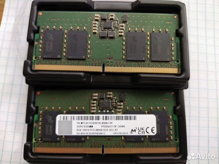 Micron 2х 8GB 4800MHz DDR5 sodimm 2шт