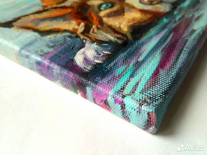 Картина маслом на холсте собака хаски