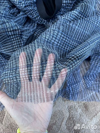 Юбка для девочки фатин серая в клетку 140-146